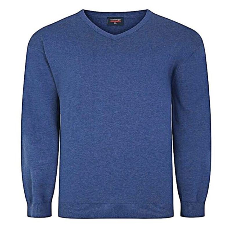 ESPIONAGE COTTON VEE NECK PULLOVER BLUE