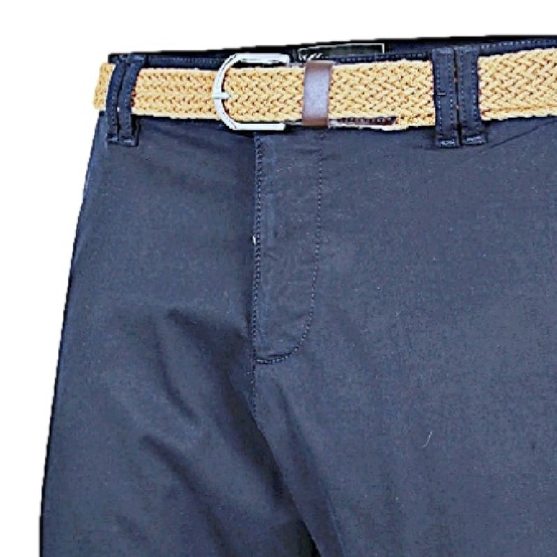 KAM BELTED OXFORD STRETCH CHINO SHORTS NAVY