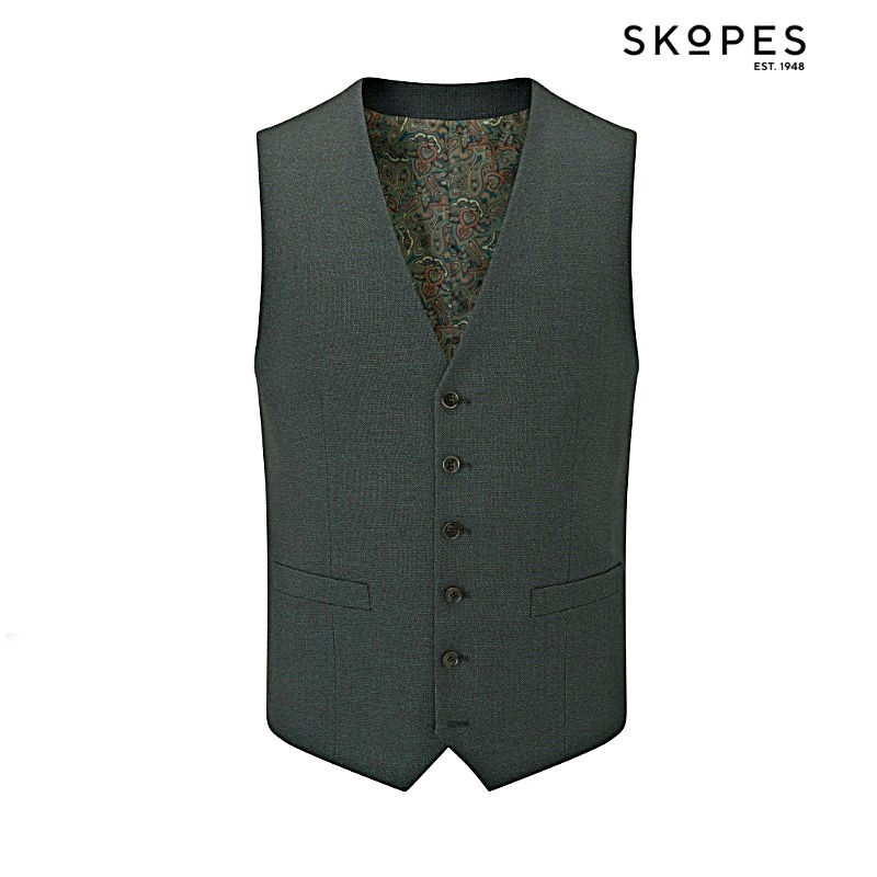 SKOPES HARCOURT BIG MANS TEXTURED WAISTCOAT GREEN