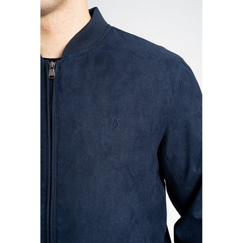 CARABOU PARIS MOCK SUEDE CASUAL JACKET NAVY