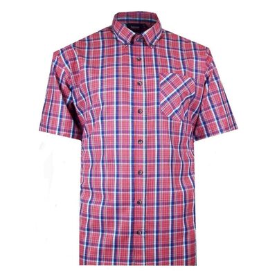 ESPIONAGE SHORT SLEEVE CASUAL CHECK SHIRT CORAL / NAVY - 8XL CLEARANCE