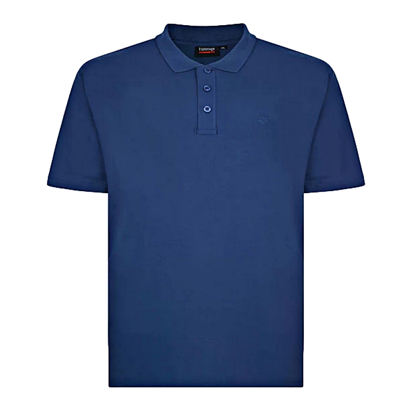 ESPIONAGE Natural Cotton Plain Pique Polo Shirt Navy PO74
