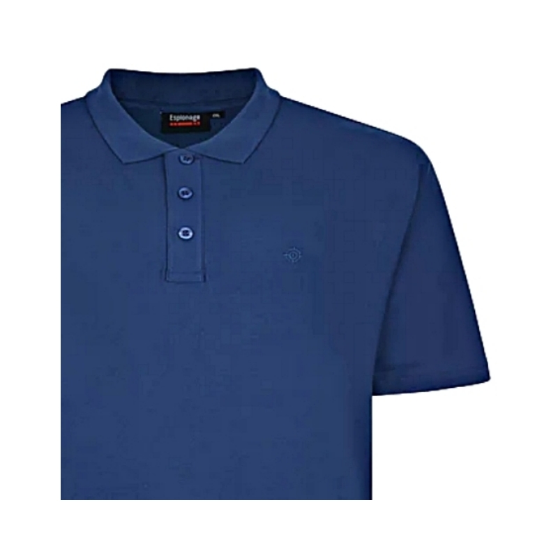 ESPIONAGE Natural Cotton Plain Pique Polo Shirt Navy PO74