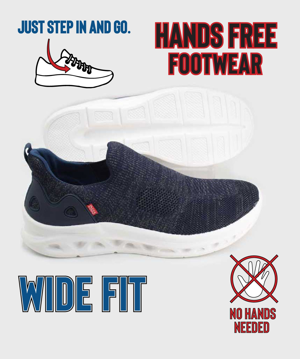D555 BLYTHE KINGSIZE HANDS FREE SHOES NAVY