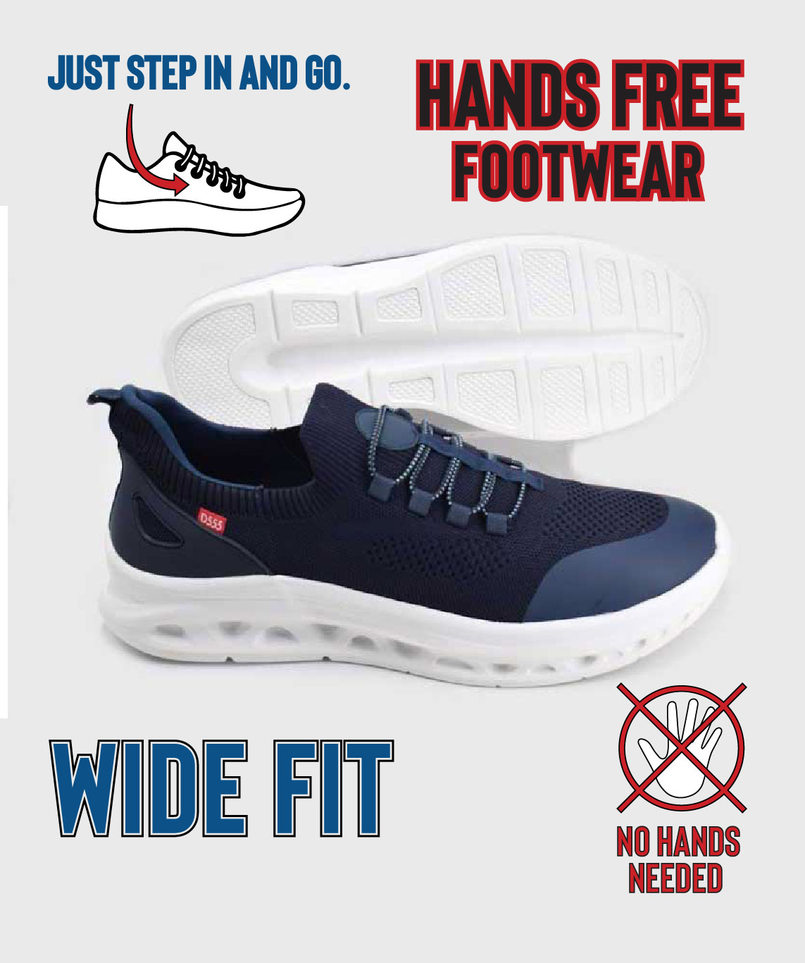 D555 ALFRETON KINGSIZE HANDS FREE SHOES NAVY