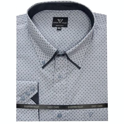 COTTON VALLEY GEOMETRIC PRINT LONG SLEEVE SHIRT BLACK/WHITE
