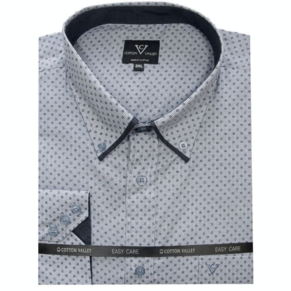 COTTON VALLEY GEOMETRIC PRINT LONG SLEEVE SHIRT BLACK/WHITE