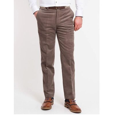 DOUGLAS AND GRAHAME San Remo Stretch Cord Trousers with Belt BROWN