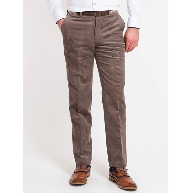 DOUGLAS AND GRAHAME San Remo Stretch Cord Trousers with Belt BROWN