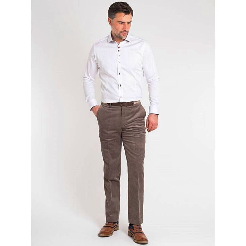 DOUGLAS AND GRAHAME San Remo Stretch Cord Trousers with Belt BROWN