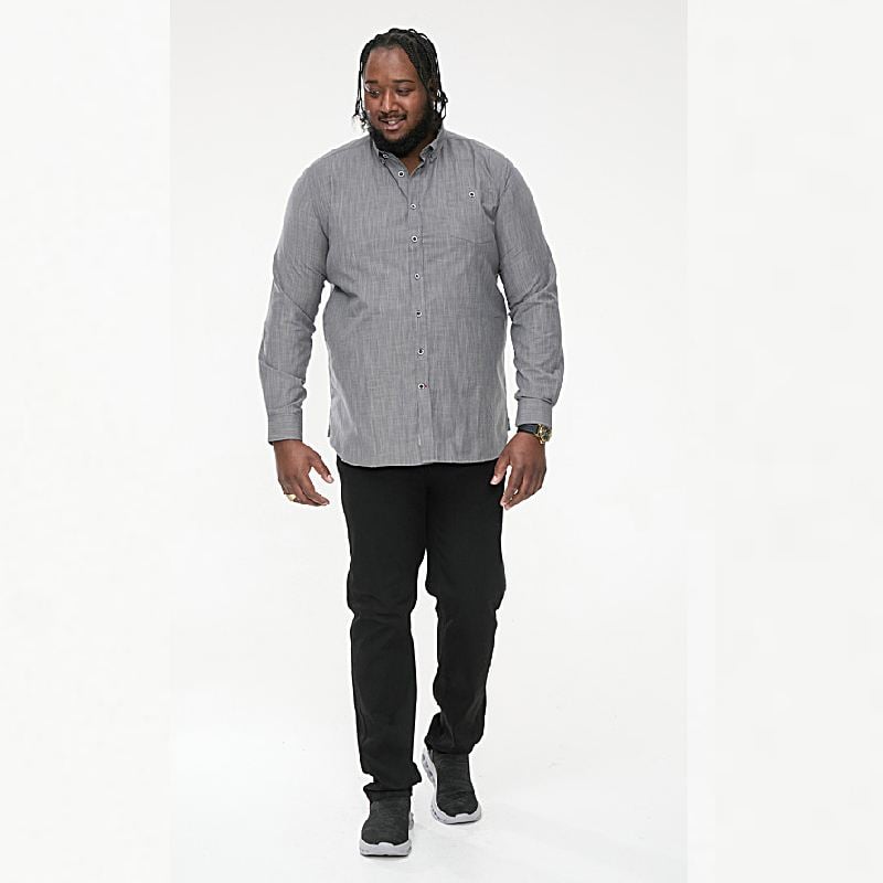 D555 RADCLIFFE LONG SLEEVE CROSS HATCH SOFT TOUCH SLUB SHIRT
