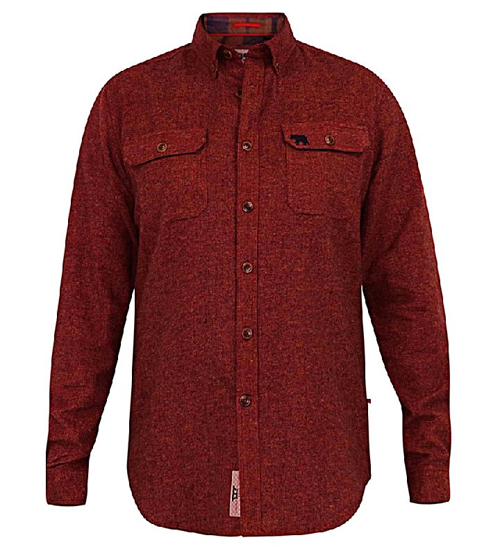 D555 TOBIAS LONG SLEEVE TEXTURED OVERSHIRT WITH TWIN CHEST POCKETS RUST