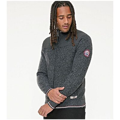 D555 ABERDARE KNITTED ZIP THROUGH SWEATER WITH BONDED FLEECE LINING CHARCOAL
