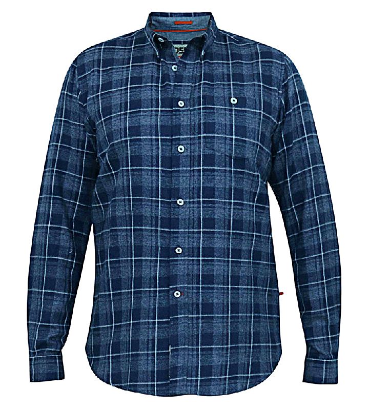 D555 SONNY LONG SLEEVE COTTON CHECK SHIRT NAVY