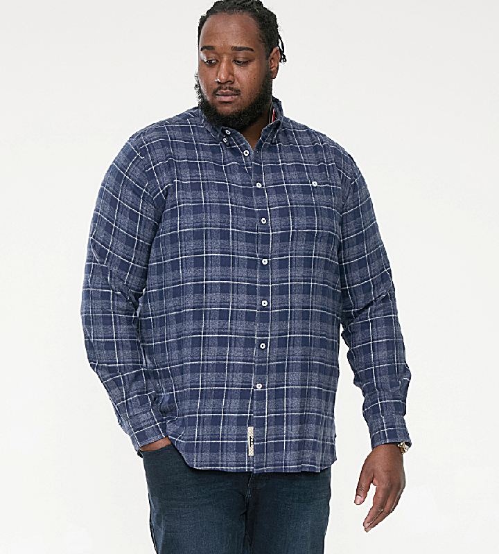 D555 SONNY LONG SLEEVE COTTON CHECK SHIRT NAVY