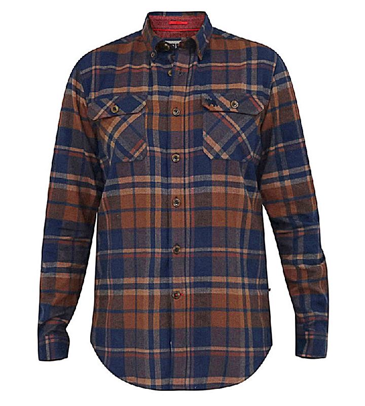 D555 SHERLOCK Long Sleeve Check Over Shirt with Twin Pockets