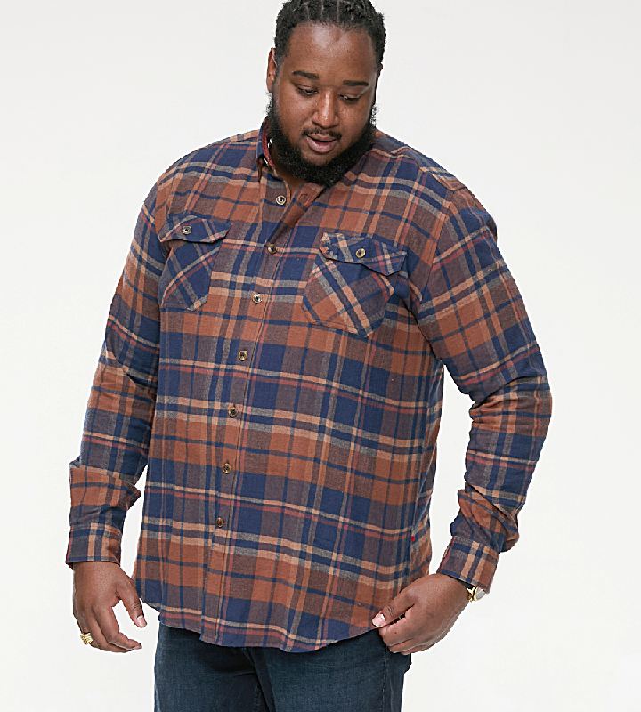 D555 SHERLOCK Long Sleeve Check Over Shirt with Twin Pockets