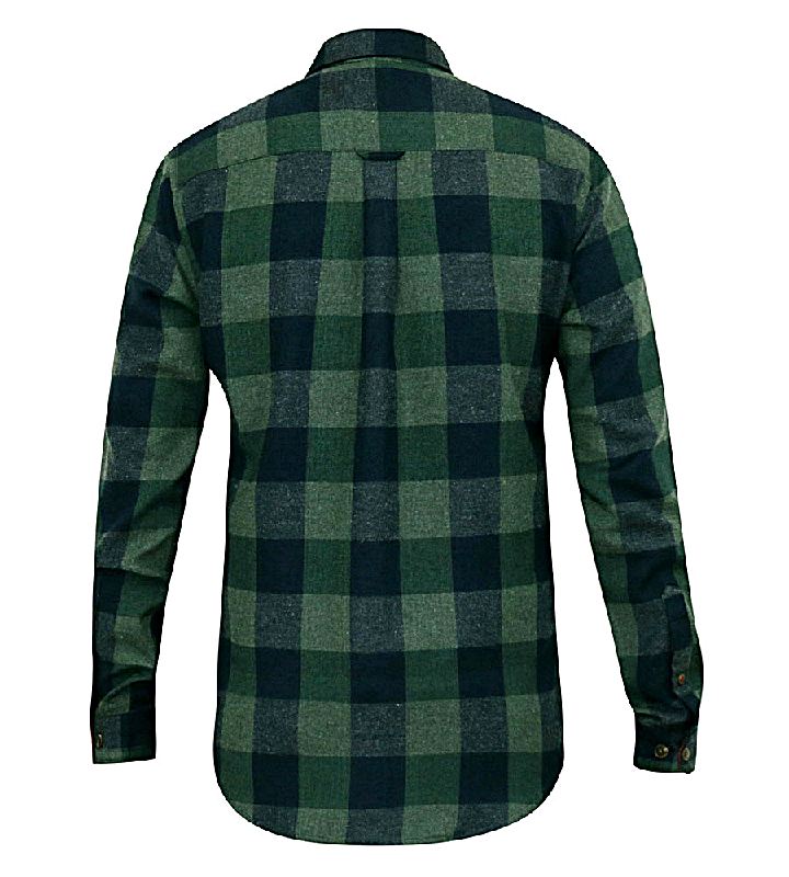 D555 GARFIELD LONG SLEEVE CHECK OVERSHIRT WITH TWO PATCH POCKETS GREEN
