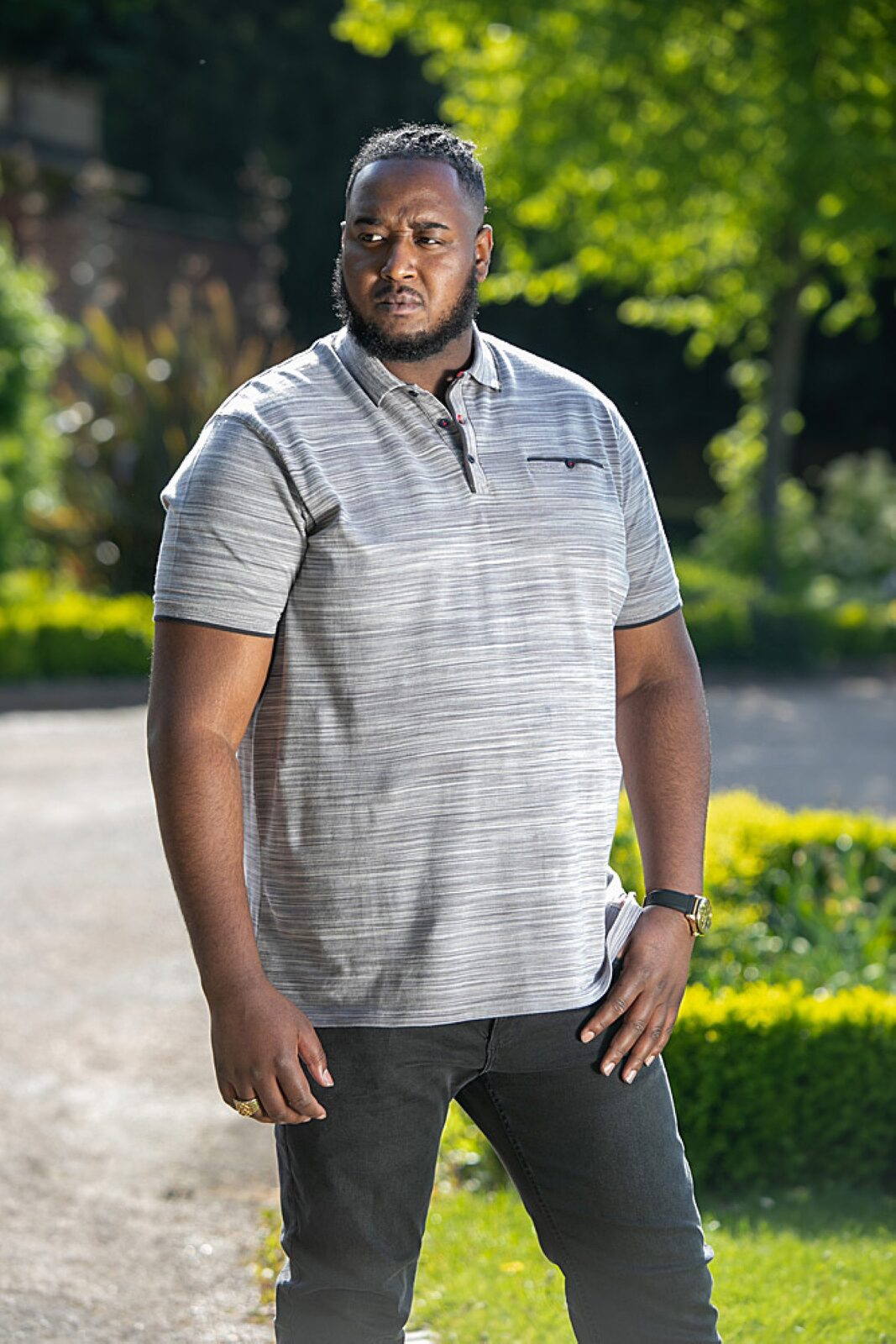 D555 VALOUR PIQUE RENO POLO WITH RIBBED COLLAR AND CUFFS GREY