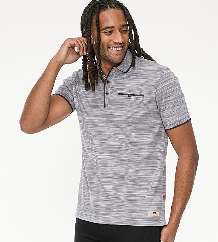 D555 VALOUR PIQUE RENO POLO WITH RIBBED COLLAR AND CUFFS GREY