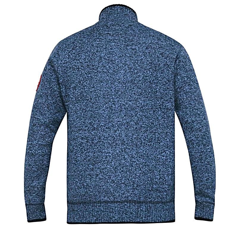 D555 Eccles Cable Knit Zipped Sweater with Bonded Fleece Lining Blue 801608