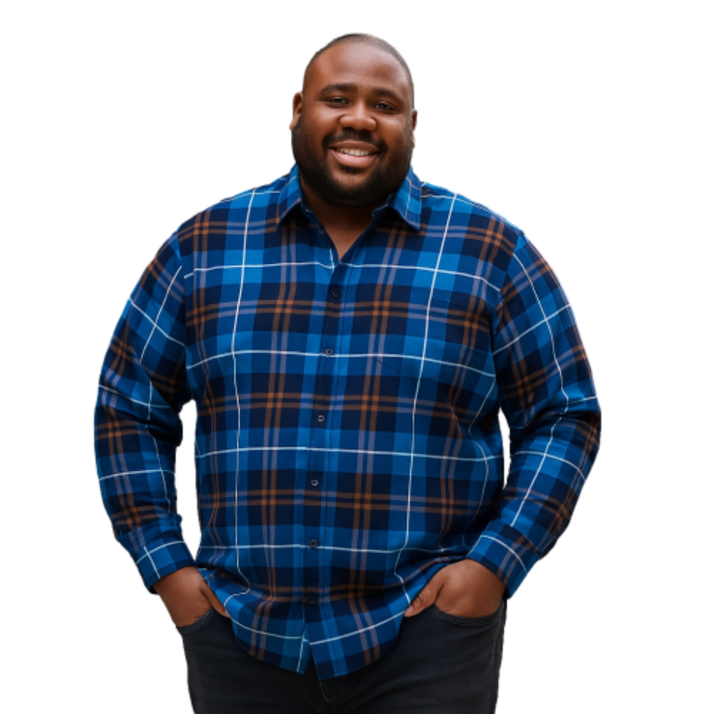 DG'S DRIFTER LONG SLEEVE CHECKED BRUSHED SHIRT GIOVANNI NAVY