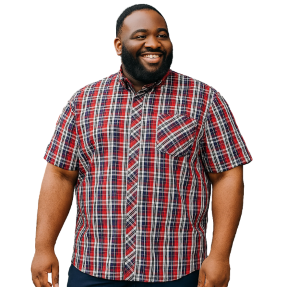 ESPIONAGE BIG MENS SHORT SLEEVE CHECK SHIRT SH422 RED