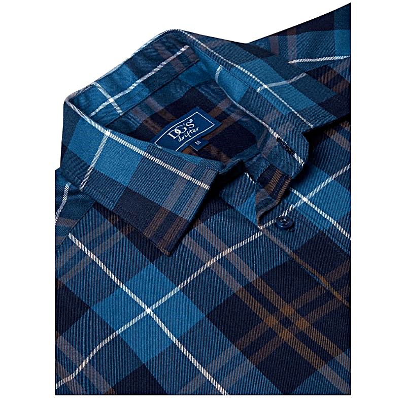 DG'S DRIFTER LONG SLEEVE CHECKED BRUSHED SHIRT GIOVANNI NAVY