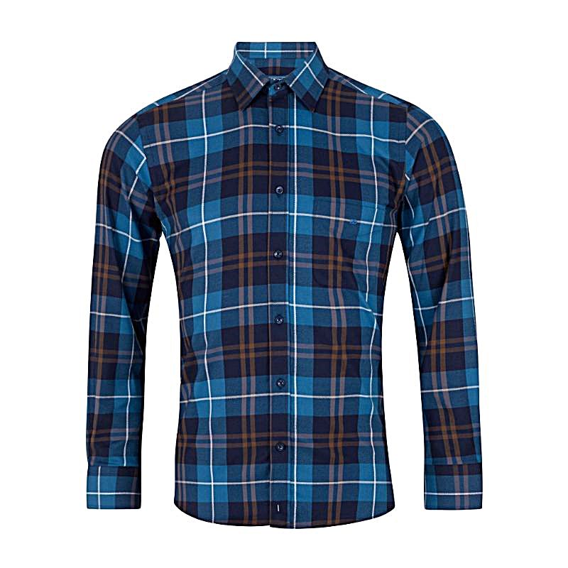 DG'S DRIFTER LONG SLEEVE CHECKED BRUSHED SHIRT GIOVANNI NAVY