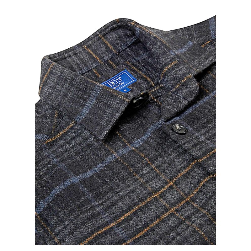 DG'S DRIFTER LONG SLEEVE CHECKED BRUSHED SHIRT GIOVANNI CHARCOAL