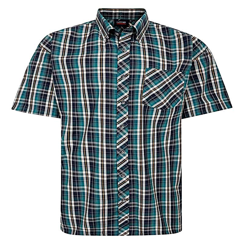 ESPIONAGE BIG MENS SHORT SLEEVE CHECK SHIRT GREEN