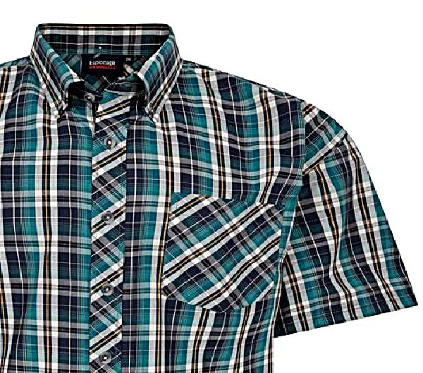 ESPIONAGE BIG MENS SHORT SLEEVE CHECK SHIRT SH422 GREEN