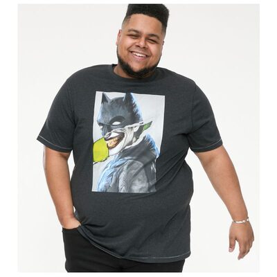 D555 JOKER OFFICIAL LICENSED BATMAN PRINT T-SHIRT BLACK MARL