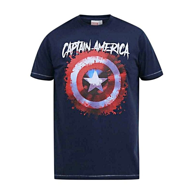 D555 ROGERS OFFICIAL MARVEL TEE SHIRT CAPTAIN AMERICA NAVY