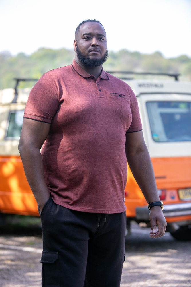 D555 TROY Textured Polo Shirt RUST 611604