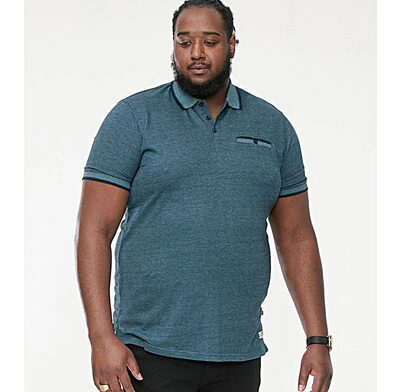 D555 TROY Textured Polo Shirt BLUE 611605