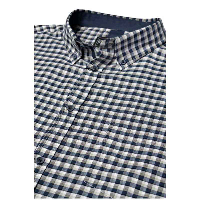 KAM LONG SLEEVE CASUAL GINGHAM CHECK SHIRT BLUE KBS6302
