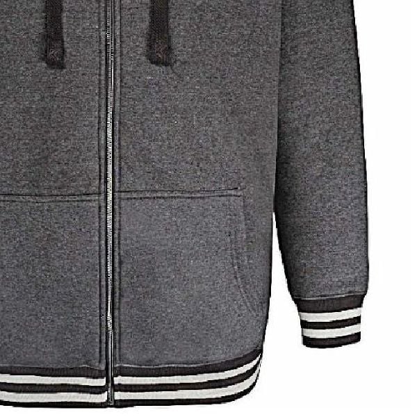 KAM PLUS SIZE ZIP THROUGH SHERPA LINED HOODY CHARCOAL