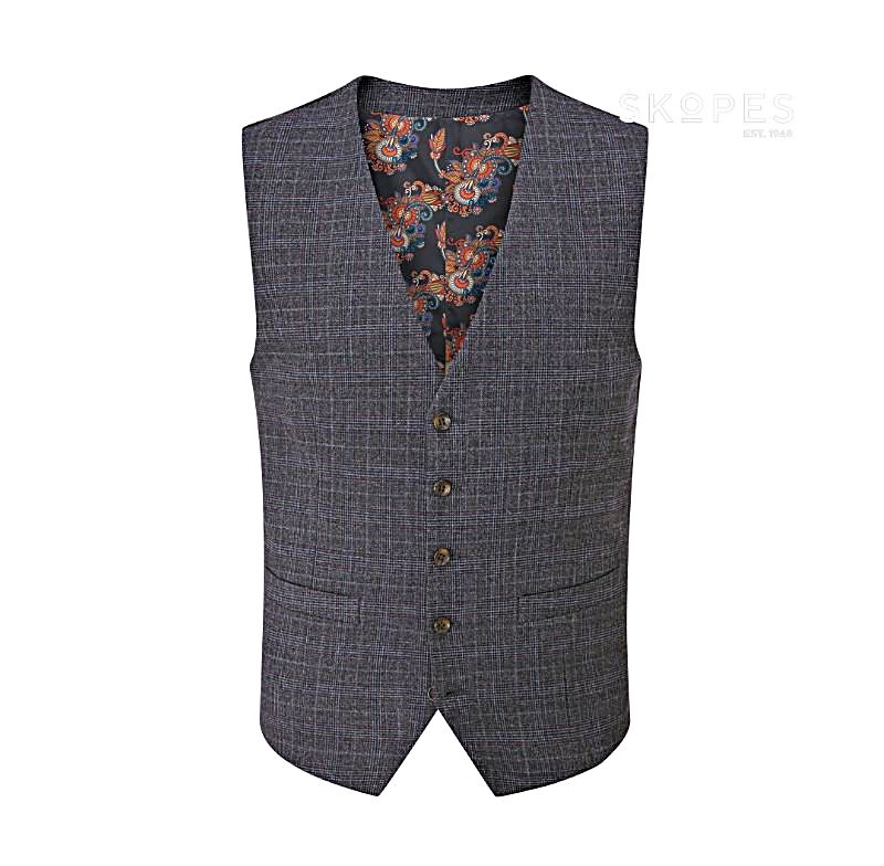 JACOB - SKOPES GREY CHECK SUIT WAISTCOAT