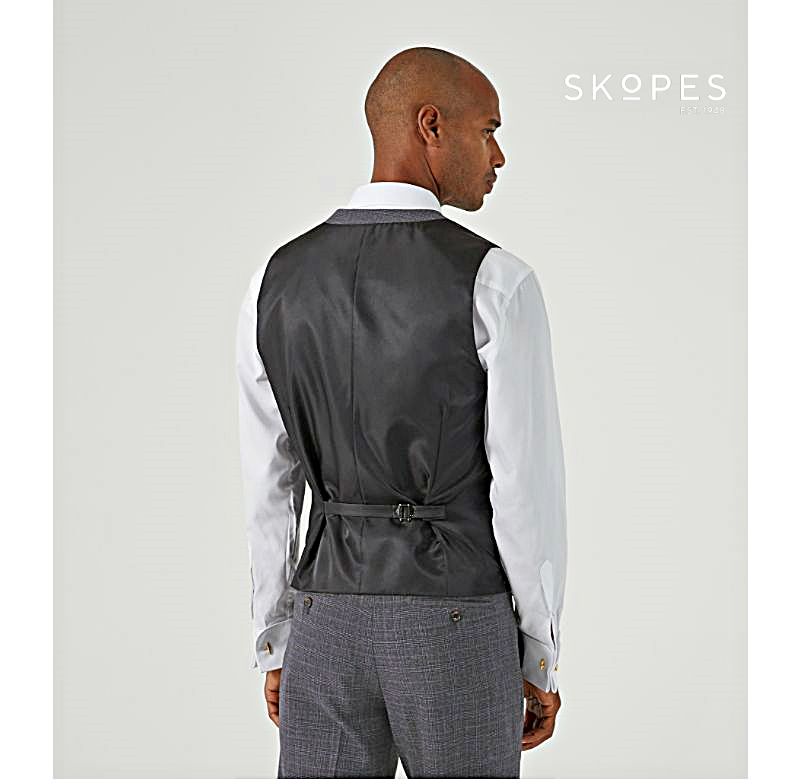 JACOB - SKOPES GREY CHECK SUIT WAISTCOAT