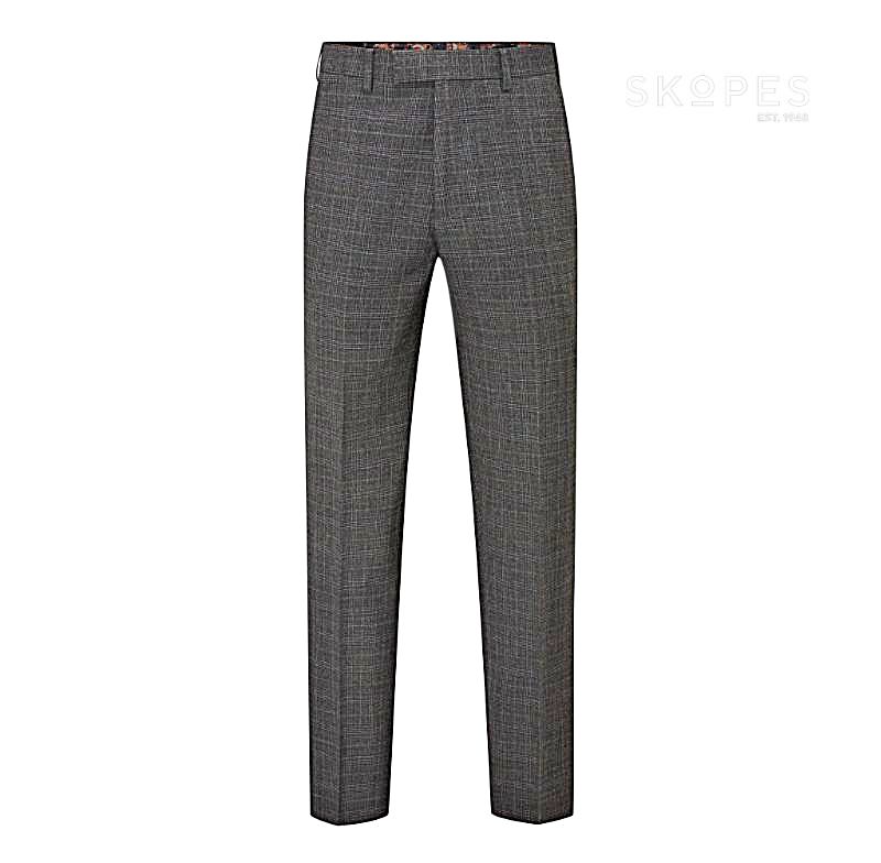 JACOB - SKOPES GREY CHECK SUIT TROUSERS