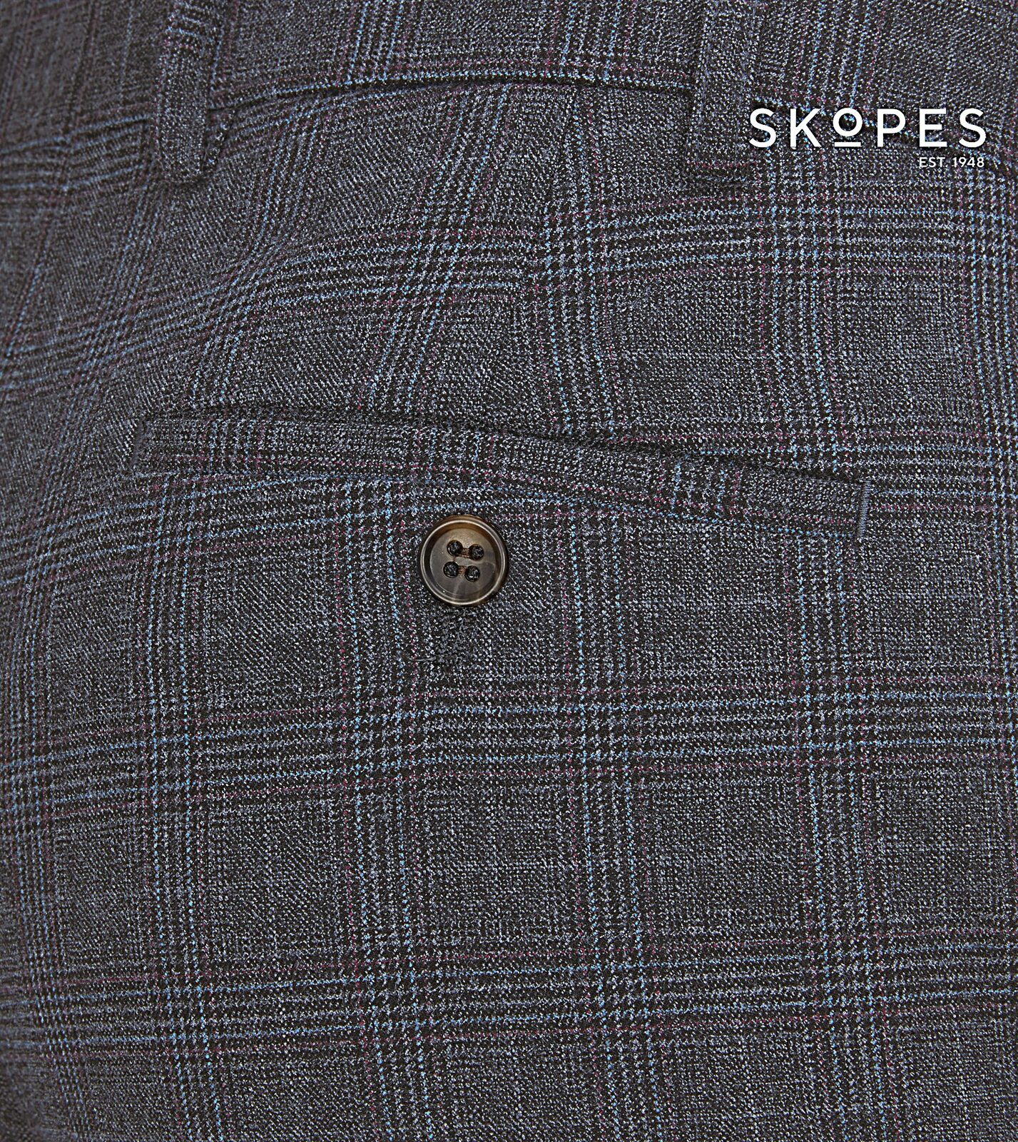 JACOB - SKOPES GREY CHECK SUIT TROUSERS