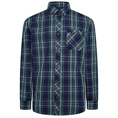 KAM BIG MANS LONG SLEEVE CASUAL CHECK SHIRT TEAL KBS6301