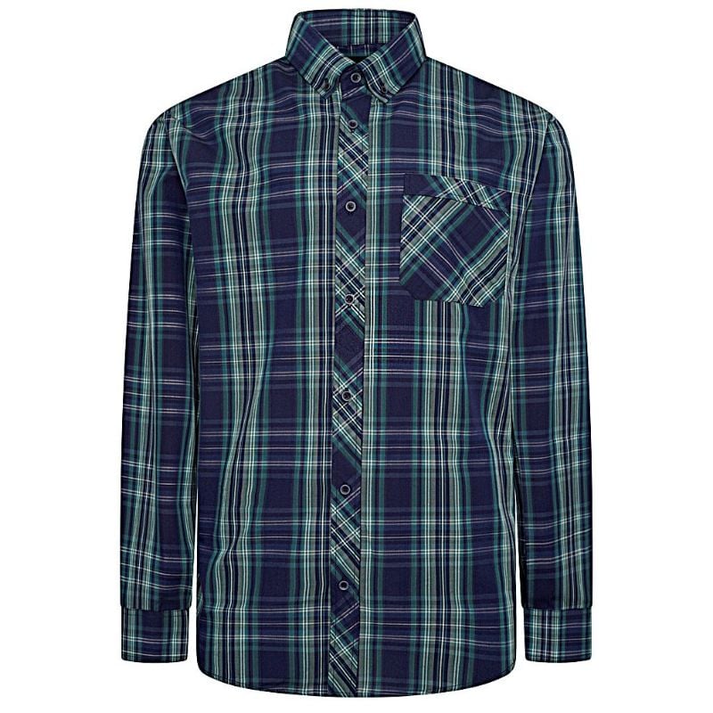 KAM BIG MANS LONG SLEEVE CASUAL CHECK SHIRT TEAL KBS6301