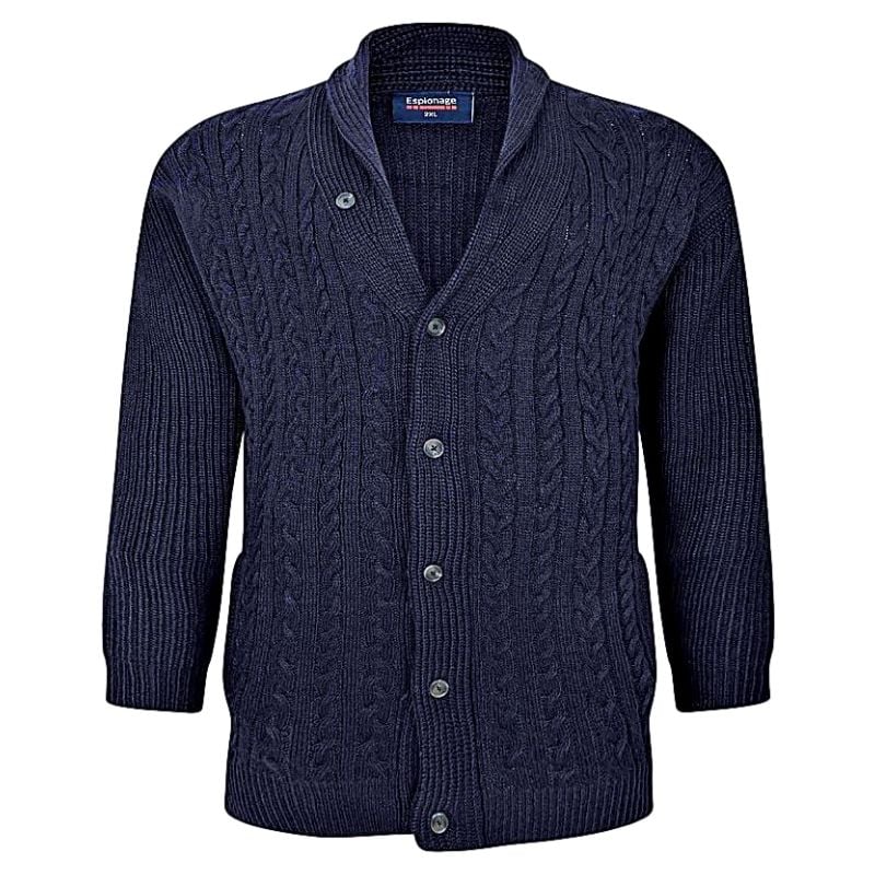 ESPIONAGE CABLE KNIT CARDIGAN NAVY