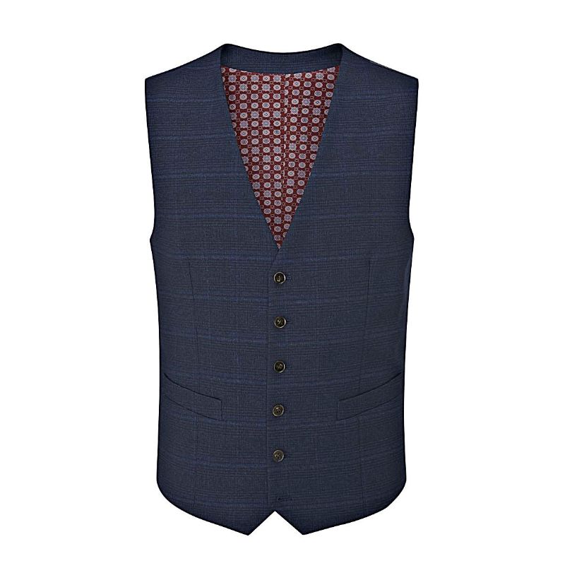 HEWES - SKOPES NAVY SELF CHECK SUIT WAISTCOAT