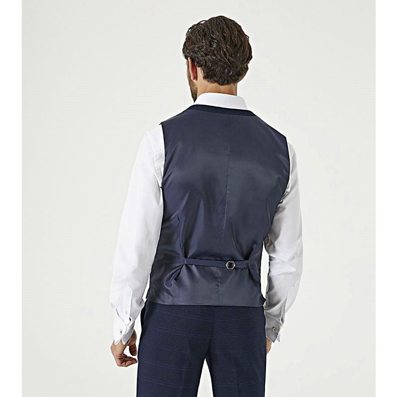 HEWES - SKOPES NAVY SELF CHECK SUIT WAISTCOAT