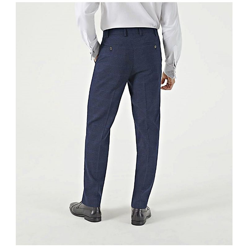 HEWES - SKOPES NAVY SELF CHECK SUIT TROUSERS