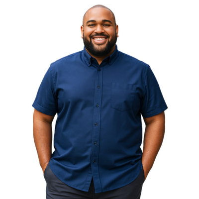 KAM BLACK LABEL PREMIUM SHORT SLEEVE OXFORD SHIRT NAVY