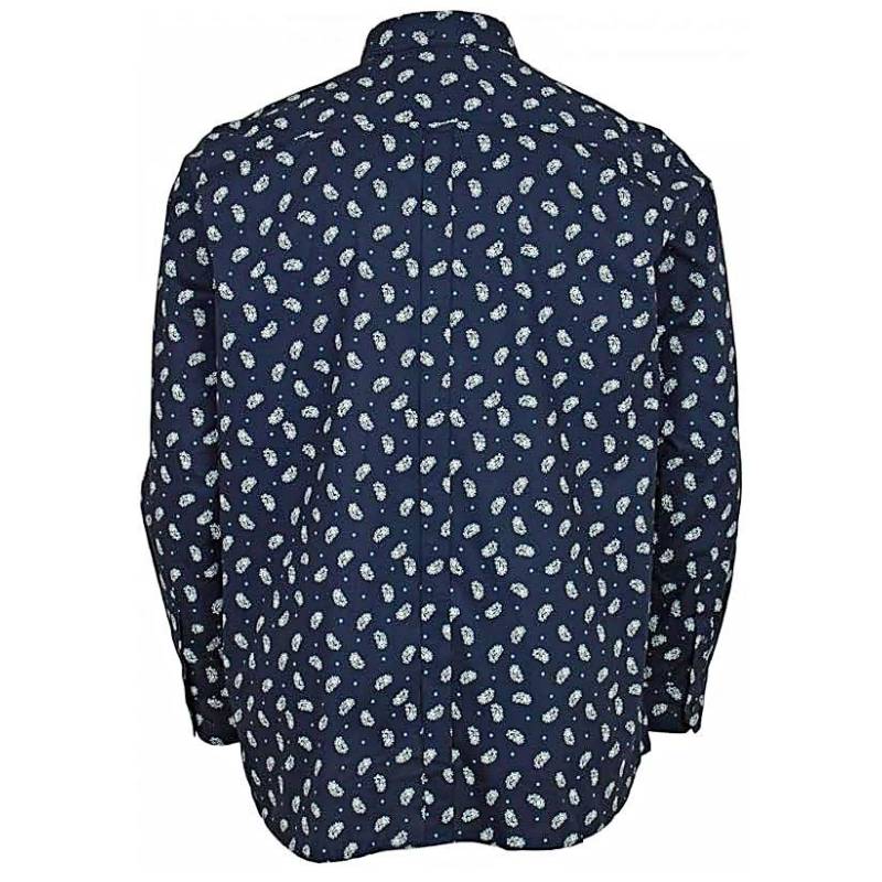 BEN SHERMAN LONG SLEEVE PAISLEY PRINT SHIRT NAVY